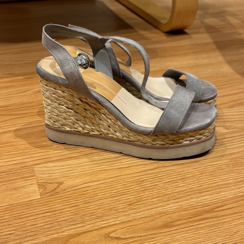 Dolce Vita Gray and Tan Wedge Sandals